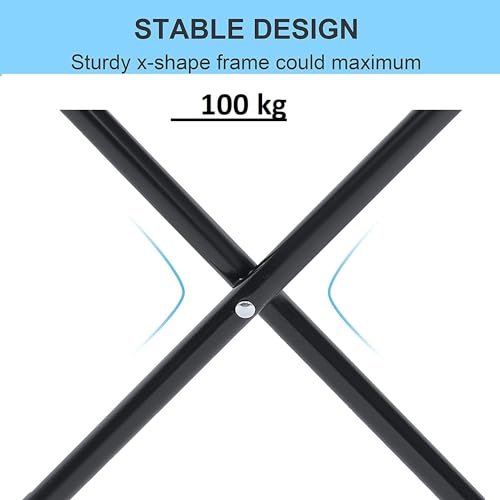 Image of MH Classic Camp Chair, Foldable Stool-Light weight Metal Material 17.5 Height Practical Foldable Stool Design Fishing Picnic Camping BBQ Beach Bath Hunting hiking, climbing a mountain Travel (B Black)