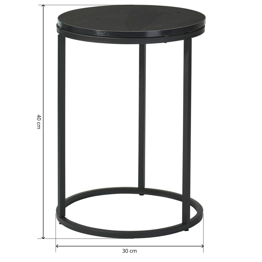 Acomoda Textil – Juego de 2 Mesas Auxiliares Redondas de Madera y Metal para Salón, Dormitorio y Terraza. Set Mesas Nido para Café Diseño Moderno y Versátil para Hogar. (Negro)