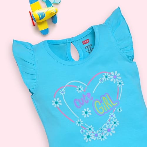 Image of LuvLap Baby Girls Regular Fit 100% Cotton Half Sleeves Girls Top CoSet Pack of 3