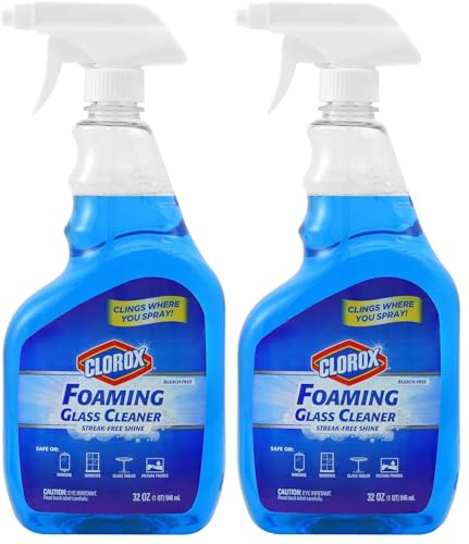 Clorox Foaming Glass Cleaner Trigger Spray | All Purpose Window And Glass Cleaner | Streak|Free, No|Drip Formula Glass Cleaners For The Home Or Office, 32 Ounces (Pack of 2)