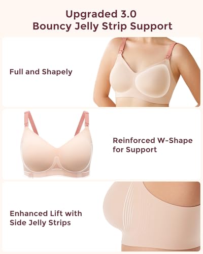 Momcozy Nursing Bras for Breastfeeding, Seamless Comfort Maternity Bra Wireless Jelly Strip Support Pregnancy Bra2