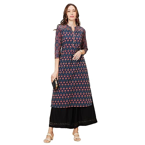 Image of Globus Women Black Solid Ethnic Wide Leg Palazzo with Lace at Hem-3638111001