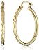 Goldtone Finish Silver Diamond-Cut Clicktop Hoop Earrings