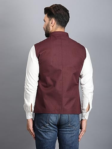 Image of Ethluxis Men's Designer Solid Nehru Jacket /Waist Coat /Bandhgala