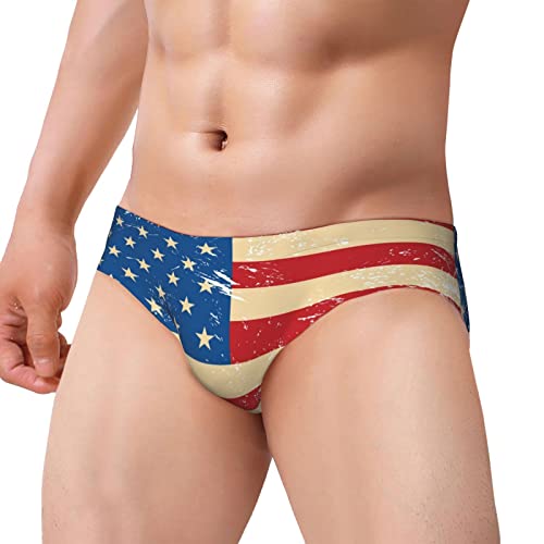 Men's Cheeky Brief Bikini Swimsuit (Vintage Retro American Flag) #TOP8