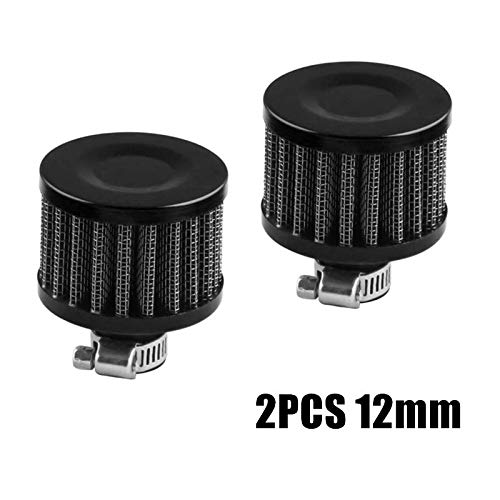 RASNONE 2pcs 12mm Air Filter Cold Air Intake Filter Breather Turbo Vent Air Intake Filter Cleaner Black Universal for car and Motorcycle