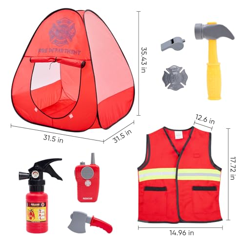 Disfraz de Bombero para Niños con Herramientas y Tienda miniatura 2
