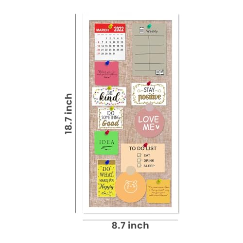 Image of Art Street Notice Board Bulletin Board Pin-up Soft Cork Texture Display Board for Home, Office, Kids & School By (Rectangle Shape, White Frame, 18.7 X 8.7 Inches)