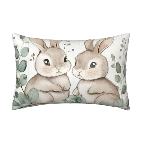Easter Bunny Rabbits Cute Satin Pillowcase Silk Pillow Cases for Hair and Skin Slipping Body Pillow Cover with Zipper Queen Size 20x30 Pillowcase Decorative for Kids Bedroom