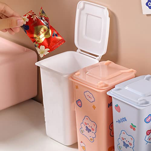 Image of GANAZONO Desk Trash can with Lid Mini Desk Trash can for Desktop can with Lid Pen Holder for Office Home School 6.29 X 3.93 X 2.55 in 4 Pack