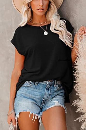 Image of CNFUFEN Short /Long Sleeve T Shirts for Women Fashion Casual Summer Lightweight Solid Trendy Tops