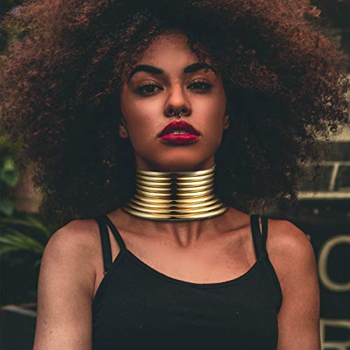 meekoo Afrikanische Halsband Punk Halskette Gotisch Afrikanischen Halsband Klobige Afrikanische Halskette Gold Ton Halsketten für Damen Männer Weihnachten Geburtstag Geschenk