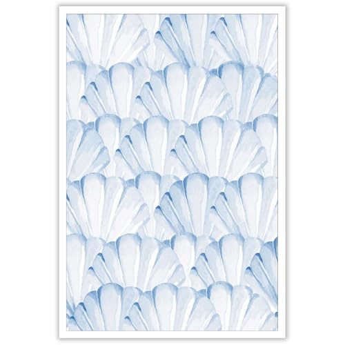 Trendy Light Blue Seashells Canvas Wall Art, Abstract Coastal Beach Posters, Summer Beachy Wall Decor, Abstract Sea Life Prints Painting For Office Living Room Bedroom Wall Decor 12x16in Unframed