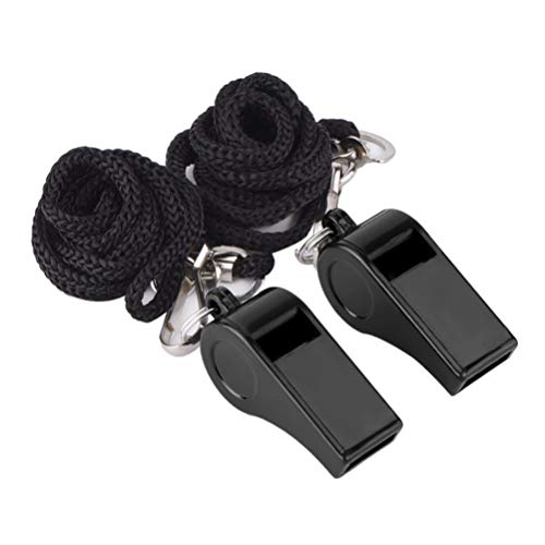 Apitos de plástico para treinador esportivo Besportble, 4 peças, com cordão, apitos de sobrevivência