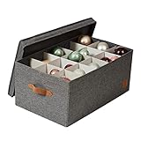 HOCHWERTIGE MATERIALIEN: Die Sortierbox ist mit Leinenstoff bezogen, Griffe und Logo sind aus Textilleder hergestellt; Boden und Wände sind außergewöhnlich stabil, weil sie zusätzlich mit Holzplatten (MDF) verstärkt sind