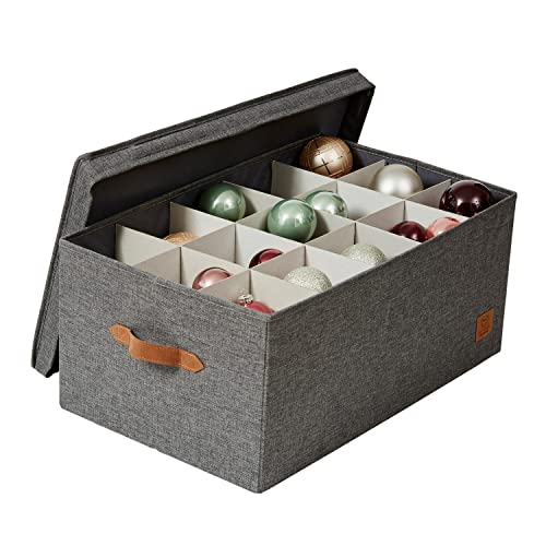 LOVE IT STORE IT Caja de almacenamiento premium para bolas de Navidad, caja para adornos de árbol de Navidad de tela, 30 compartimentos, gris, 58 x 36 x 25 cm Cover
