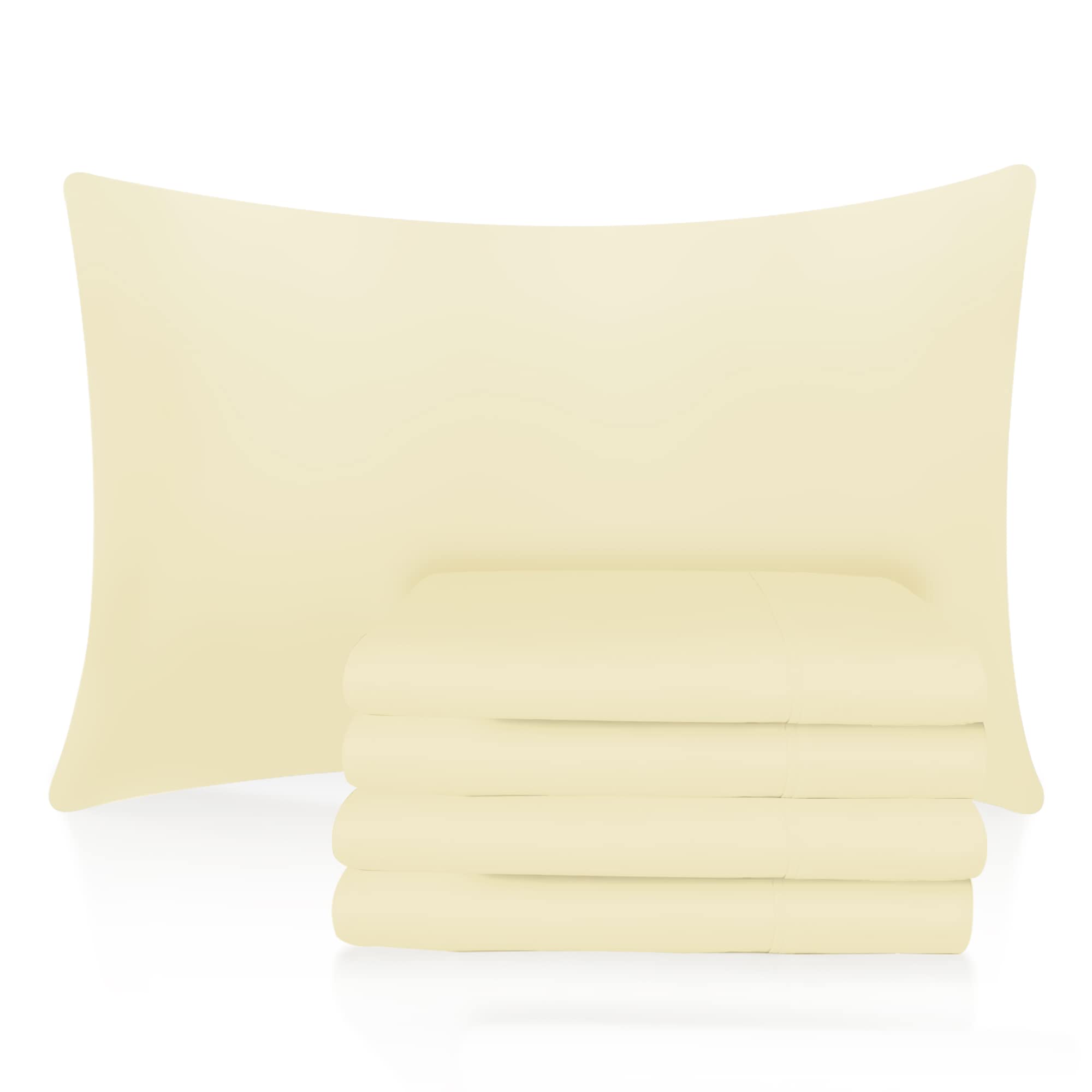 Sunshine Comforts Pillow Cases 4 pack -Microfiber luxury Pillow Cases/Pillow Protectors, Hotel Quality Fabric & Wrinkle free pillowcase 4 pack (Standard Size 75x50 cm, Cream)