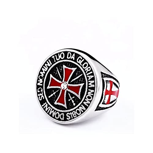 Knights Templar Cross Rings for men Biker 316 Stainless Steel Rings Paladin Warcraft Wizard Worrior Hunter style Iced Out Jewelry Punk Ring Hip Hop Heavy Metal mens fashion rings