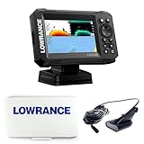 Klovoo Kit Ecoscandaglio con Lowrance Eagle 5, Fishfinder GPS 5" IPS + Cover Parasole Inclusa, Con Trasduttore HDI 50-200