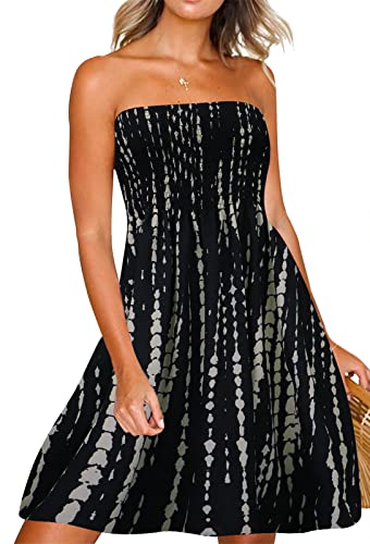 Image of Zyyfly Womens Summer Beach Dresses Strapless Cover Ups Dress Tube Top Sundresses