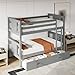 FUQARHY Bunk Bed Twin Over Twin with Storage Drawers, Gray Convertible Wood Twin Bunk Beds with Ladder and Safety Guardrail, No Box Spring Needed (Blue-Gray)