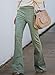 Sidefeel Women Destoryed Flare Jeans Elastic Waist Bell Bottom Denim Pants Medium Green