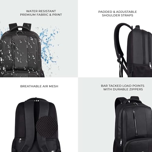Image of Gear Vault 19 inch /30L Anti Theft Faux leather Large Water Resistant Laptop Backpack /Casual Backpack /Daypack /Travel Backpack /College Bag For Men /Women (Black)