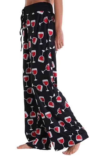 Image of Women Pajama Pants Comfy Lounge Wide Leg Casual Stretch Palazzo Drawstring Pj Bottoms Pants S-3XL