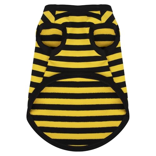 Image of Paiaite Dog Striped Shirt Happy Color Cotton Sleeveless Puppy Shirts Breathable Pet Apparel Tank Top Colorful Puppy Sweatshirt Clothes for Small Medium Dogs Yellow L