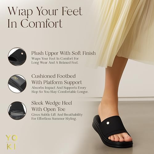 YOKI NEVE Platform Sandals Women With Cushioned Footbed - Open Toe Wedge Slides For Women, Summer Sandal With Soft Upper 5