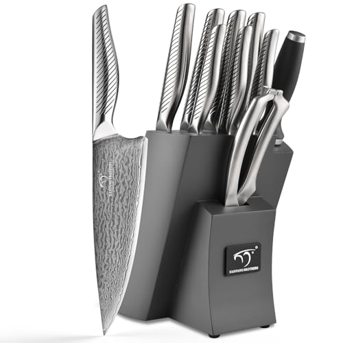 NANFANG BROTHERS® 10 Pieces Damascus Kitchen Knife Set, High Carbon