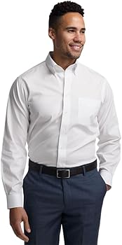 Amazon.com: Paul Fredrick Men's Tailored Fit Cotton Non-Iron Pinpoint Cotton  Dress Shirt White 15" Neck 32" Sleeve : Clothing, Shoes & Jewelry