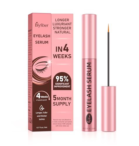 Biysber Lash Serum for Eyelash Growth: Premium Eyelash Growth Serum with Advanced Formula to Boost Longer Fuller and Thicker Lashes and Eyebrows - Gentle & Vegan for Sensitive Eyes