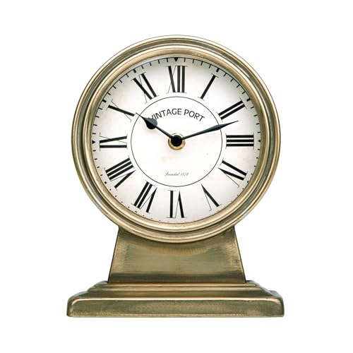NIKKY HOME Vintage Gold Mantle Clock, Silent Non-Ticking Battery Operated Rustic Table Desk Shelf Clock for Living Room Decor