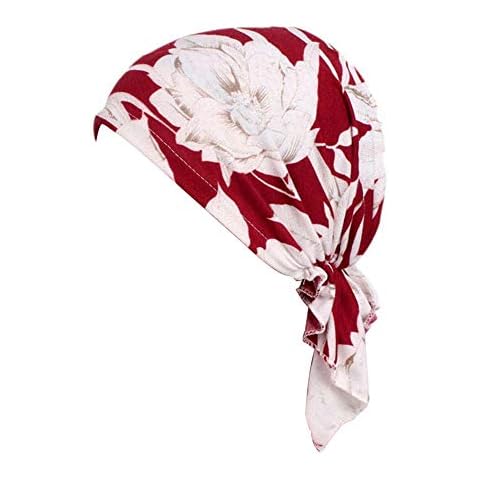 beauty YFJH Women Stretch Cotton Print Sleep Turban Hat Headwear Scarf Chemo Beanie Cap for Cancer Hair Loss Cover