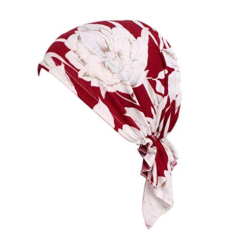 Image of beauty YFJH Women Stretch Cotton Print Sleep Turban Hat Headwear Scarf Chemo Beanie Cap for Cancer Hair Loss