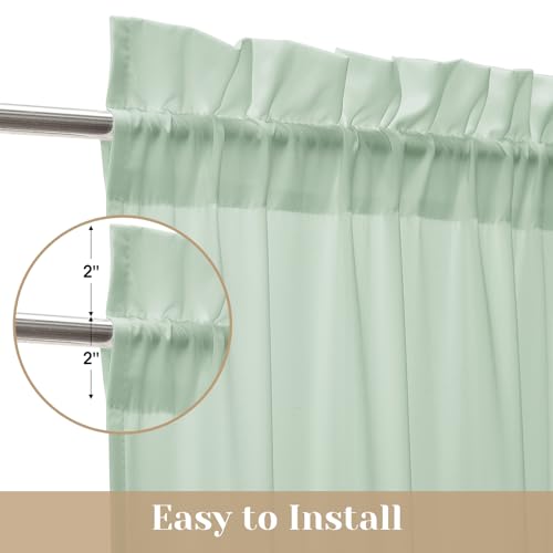 HOMEIDEAS Non-See-Through French Door Curtains Set of 2 for Front Door, Light Filtering Privacy Semi Sheer Window Curtains with Rod Pocket and Tie Back, Sage Green, 26W X 72L Inch by HOMEIDEAS - Image 5