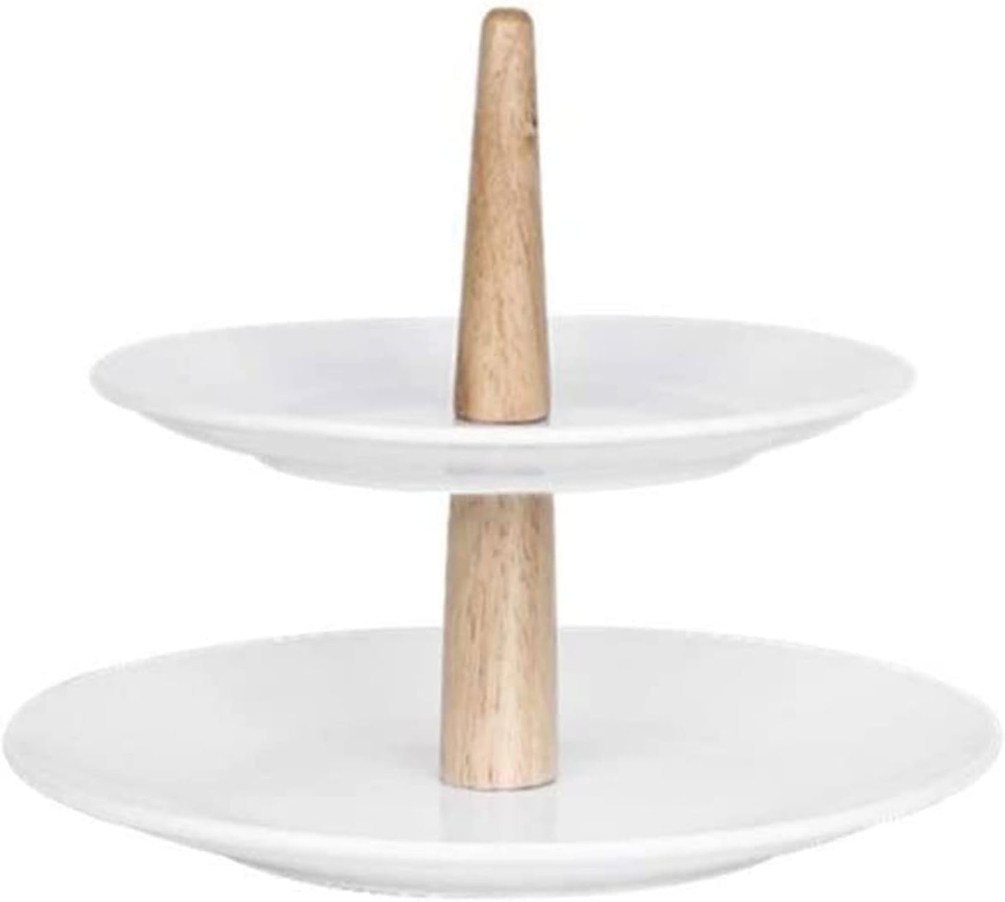 Tiered Round CupCeramic Serving Tray with Wooden Rod Modern Fruit Pastry Holders Creative for Kitchen Counter Home Decor Display Holder Platter
