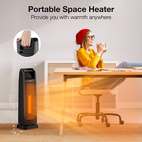 Givebest Space Heater For Large Room , 24" Ceramic Tower Heater With Remote Control 1H To 8H Timer Etl Certified Digital Oscillating Heater With Overheat Protection Tip-Over Switch For Indoor Use #TOP5