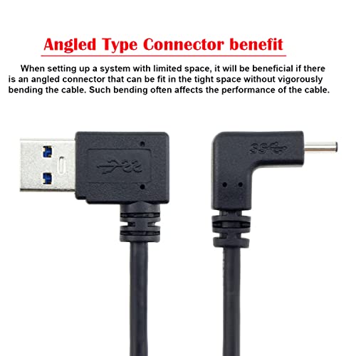 CY 100cm Up & Down Angled USB 3.1 USB-C to Right Angled 90 Degree A Male Data Cable for Macbook & Tablet & Cell Phone - Image 2
