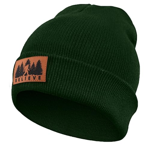 Image of Bigfoot Beanie for Men - Sasquatch Hat Winter Knit Cuffed Beanie for Women - Bigfoot Gifts for Christmas & New Year
