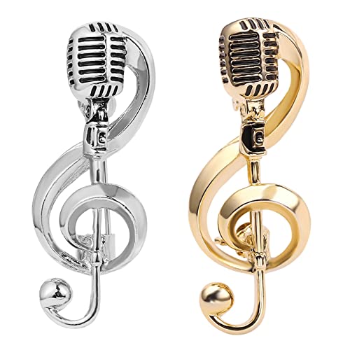 Image of Music Note Brooch for Creative Microphone Brooch Music Note Enamel Pins Alloy Bag Clothes Lapel Pin Jewelry Decor Gift for Women Men Boy G