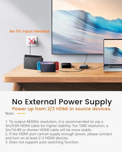 Image of 4K@60Hz HDMI Switch 3 in 1 Out Aluminum Alloy【with 4FT HDMI 2.0 Cable】, avedio links 3x1 HDMI Multi Port Switch, 3 Way HDMI Selector Switcher Support HDCP 2.2, HDR 10, for Fire TV Stick, PS5, PS4