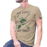 Design/Druck aus Deutschland Wer sondelt der findet Sondler Sondengänger Bodenfund Orden MG42 T Shirt #27799, Größe:XL, Farbe:Sand