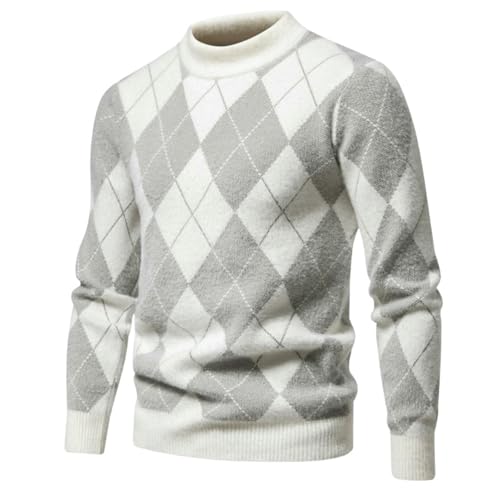 Suéter de punto para hombre con cuello semialto y estampado elegante de otoño