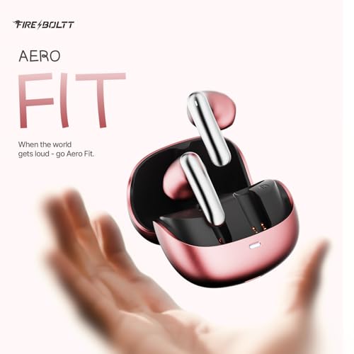 Image of Fire-Boltt Aero Fit TWS Earbuds with Custom EQ, Bluetooth 5.4 Wireless Earphones, 50H Playtime, Fast Charging Case, 50ms Low Latency Gaming & Touch Controls Frost Ruby