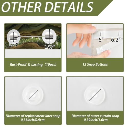 Tree Forest Hookless Shower Curtain with Snap in Liner, 71x74 in, 2 in 1 by QGHOT - Used condition - Image 3
