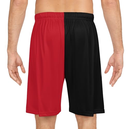 Half Black & Half Red Basketball Shorts4