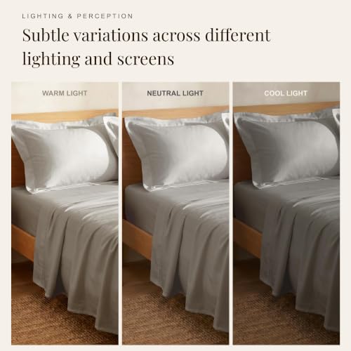 Image of Huesland Luxury 300 TC 100% Pure Cotton Luxe Soft Touch King Size Bed Sheet Cotton - Soft, Durable & Stylish | Glacier Grey | 108 x 108 inches