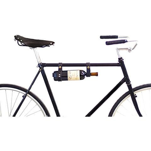 oopsmark The Bicycle Wine Rack - Bike Bottle Holder and Carrier for Picnics - Handmade Leather Accessory (Black) Cover